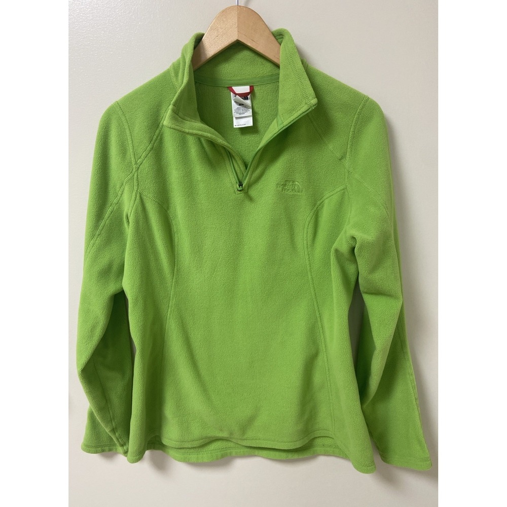 North Face Polartec Women's M Lime Green Pullover Lightweight Fleece 1/4 Zip